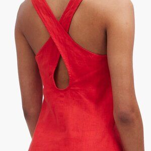 Madewell Cross Back A-Line Linen Minidress in Rouge